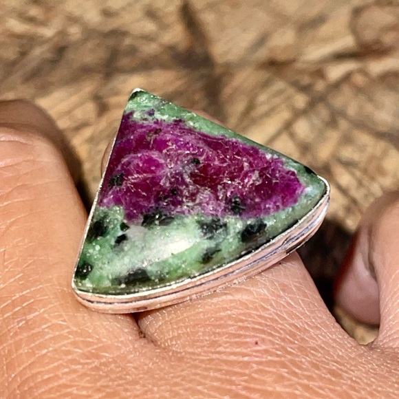 Anyolite Ruby Green Zoisite Ring Size 7 1/2 - Picture 13 of 15